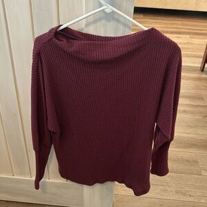 Caslon waffle sweater maroon